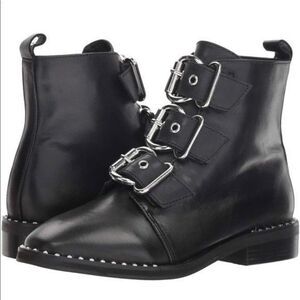 Steve‎ Madden Recharge Moto Buckle Bootie Leather Black 6.5 M
